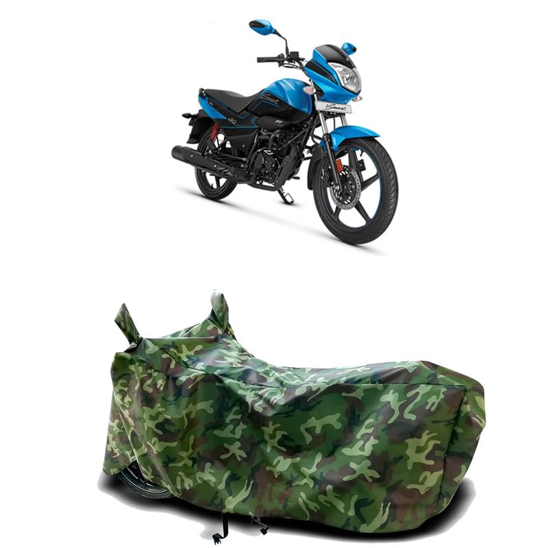 Image of DUFFEL-100% Heat Protection Two Wheeler Bike /Scooty Body Cover for Hero Splendor iSmart New Water Resistance /UV-Rays /Birds Dropping /Scratchproof /Dust Proof /Waterproof[Green Jungle Print]