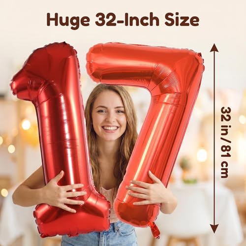 Image of YPSelected 32 Inch Large Foil Helium Number Balloon Birthday Wedding Party 0-9 (Red, 7)