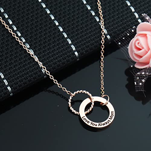 Mom Necklace Mother Daughter Gift 2 Interlocking Infinity Circles Necklace Love You Always Mom Mothers Day Jewelry Birthday Gift4