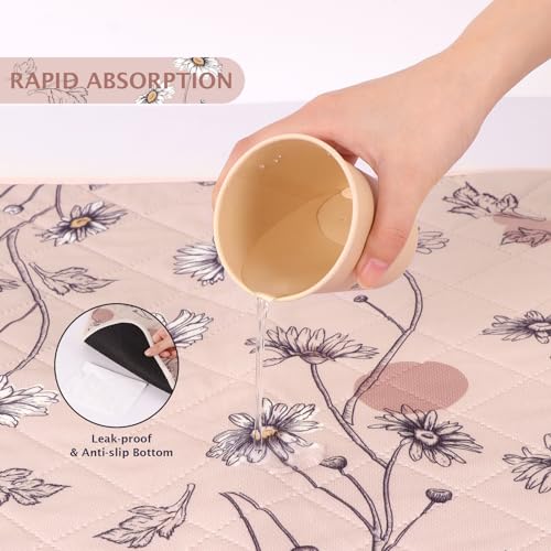 Image of IEUUMLER Washable Pee Pads for Dogs, 2 Pack Non-Slip & Waterproof Pack Whelping Pad, Reusable Washable Puppy Potty Training Pad with Fast Absorbent for Playpen EU007 (Pink Daisy, 24 inchX18 inch-2pcs)