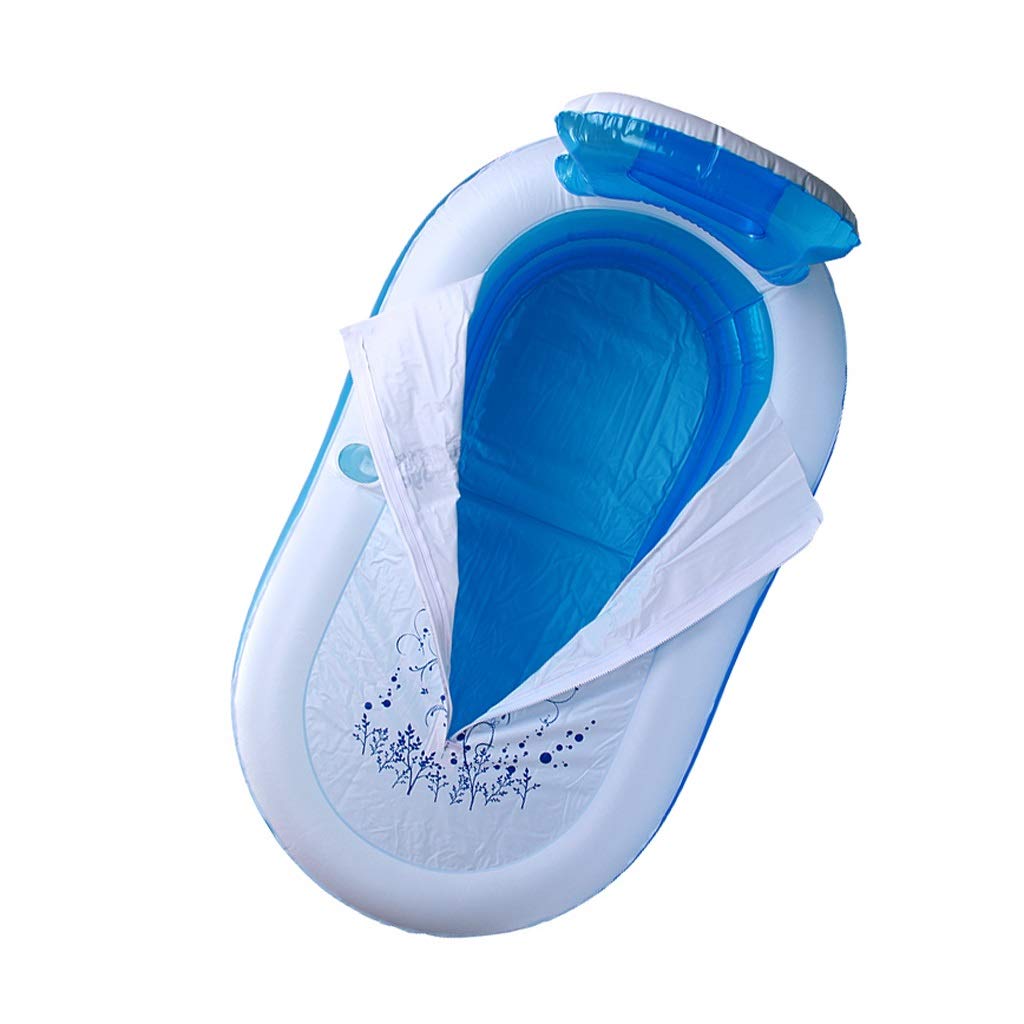 ZCX Gonfiabile Vasca da casa Ispessimento Gonfiabile Pieghevole Singolo Bagno for Adulti Corpo del Bagno Reclining plastica Bath Barrel Bath Barrel Piscine gonfiabili (Color : Blue, Size : 150 * 88)