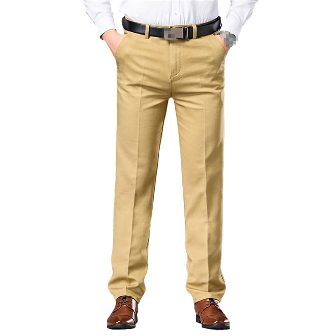 Vogrtcc Pantalones Rectos Holgados De Peso Medio para Hombre, Informales, De Negocios, De Cintura Alta, Elásticos, para Oficina