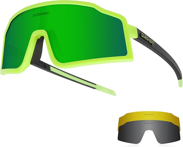 Queshark Cycling Sunglasses Bike Glasses For Men Women 1 Polarized 2 HD Lens Anti UVA UVB For MTB Road Bike Running Fishing Hiking