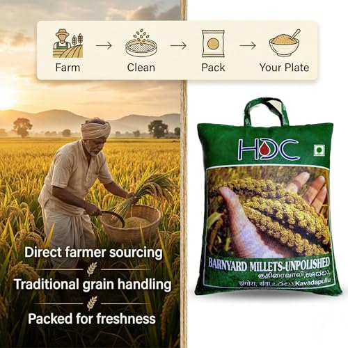 Image of HDC Siridhanya Unpolished Barnyard Millet | Gluten free | whole grain | Plant based Protein | Net Wt 4700 g | Sourced from Andhra Pradesh, India