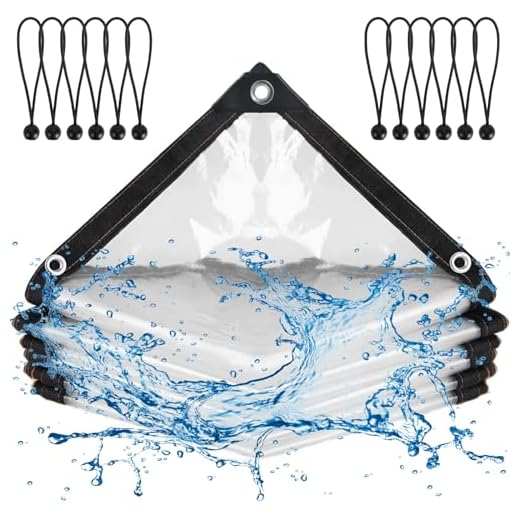 YUAENFI Lona Transparente Exterior 3 x 3 m Toldo Transparente, Lonas Impermeables Exterior con Ojales Plastico Invernadero para Plantas Invernadero Jardines Camiones Cenadores