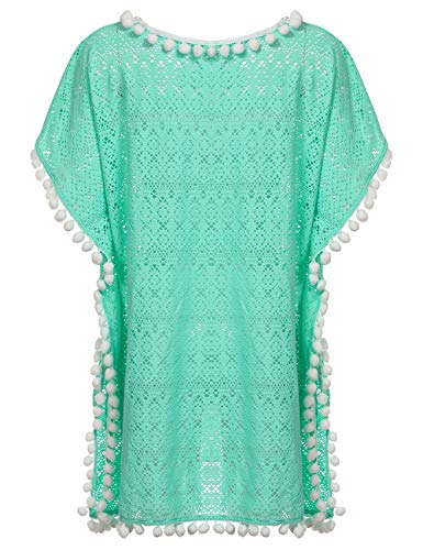 Image of DUSISHIDAN Swimsuits Coverups for Girls with Cute Pompom Tassel One Size 6-12 Years