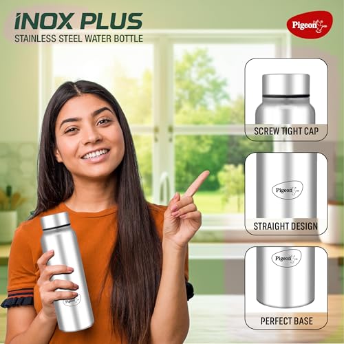 Image of Pigeon by Stovekraft Inox Plus Stainless Steel Drinking Water Bottle 700 ml - Silver (1 year Warranty)
