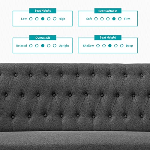 Balus Linen Fabric Loveseat Sofa, Modern Small Sofa Couch, Tufted Loveseat, Tufted Leisure Sofa For Living Room, Bedroom, Office (Dark Grey) #TOP4