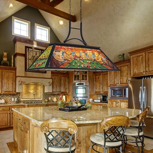 TOCHIC Tiffany Pool Table Light, 3-Light Vintage Billiard Table Light for 7' 8' Table, Rustic Billiard Island Chandelier for Game Room, Kitchen Island, Dining Room, Cabin - Image 9