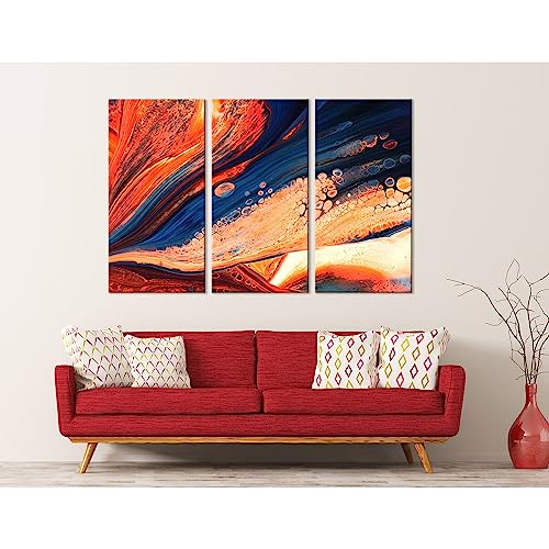 Impression sur toile abstraite ZELLART bleu flamme triptyque format XXL 180x120