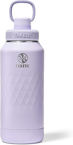 Miniatura 29 de Takeya Sport Botella de agua de acero inoxidable triple aislada de 22 oz con tapa con pico – A prueba de fugas, a prueba de sudor, sin BPA, mantiene