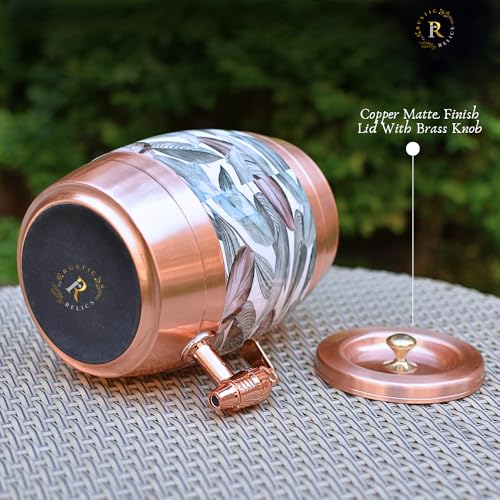Image of Pure Copper Water Matka - 5L | with Beautiful Meena Print | Copper Water Storage Dispenser with Ayurvedic Health Beneifts | for Home and Offices Purpose