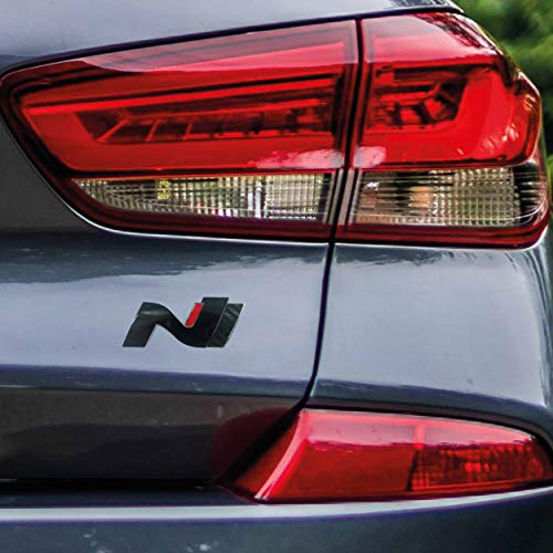 P048 | Heck Emblem Cover N-Performance Kofferraumdeckel 2er-Set Aufkleber | Oracal | Car Styling | Dekorset (V3 Schwarz Glanz/Carbon/Rot)