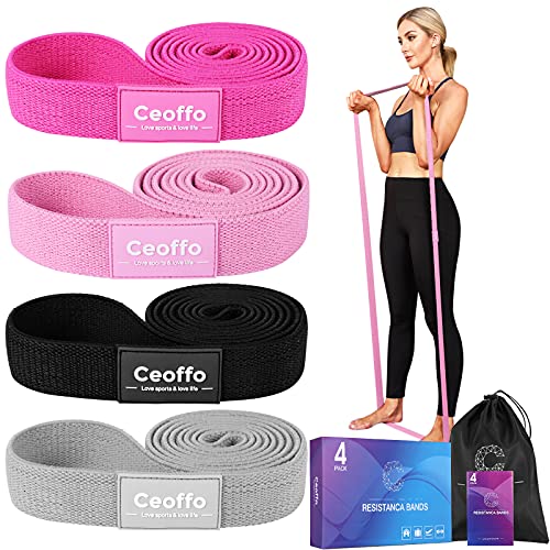 Fitnessbänder Lange 2M Stoff Resistance Bands Klimmzugband Widerstandsbänder Set mit geschenktes Türanker für Krafttraining Muskelaufbau Yoga Pilates (4pcs)