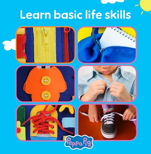 Image of Official Evie Busy Board for Toddlers 3-5 - Montessori Busy Book - Peppa Pig Baby Sister, Sensory Travel Toy for Airplane & Car, Preschool Learning Fine Motor Skills, Birthday Gift for Boys & Girls