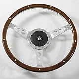 Flashpower 14'' Classic wooden steering wheel 9 bolt Custom Mustang Shelby AC Cobra 9 Rivets with Horn Button