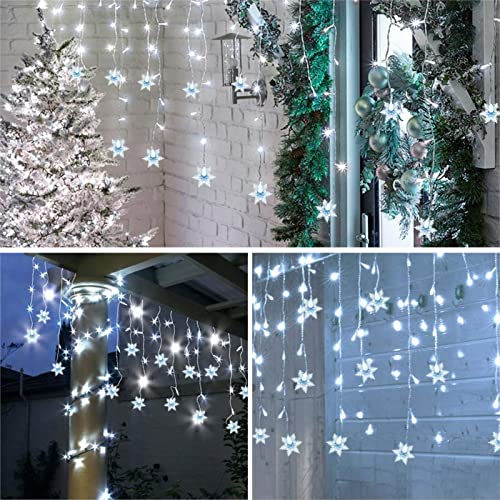 Shuomei Icicle String Lights With 36 Snowflake Drops, 216 Led 17.2Ft 8 Modes Christmas Snowflake Lights, Fairy String Lights Waterproof Christmas Lights Indoor Outdoor Decorations #TOP6