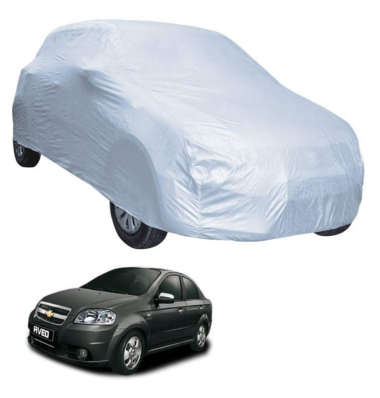 Image of Auto Hub Car Cover Compatible with Chevrolet Aveo with Weather Proof, Triple Stitched, Aveo Car Cover- Plain Silver