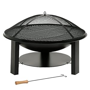 BBQ-Toro Gietijzeren vuurschaal, Ø 75 cm, vuurkorf met vonkbescherming en pookhaak, vuurkorf, vuurschaal voor de tuin