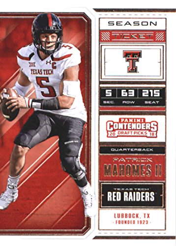 2018 Panini Contenders Draft Picks Season Ticket #79 Patrick Mahomes II Texas Tech Red Raiders Football Card