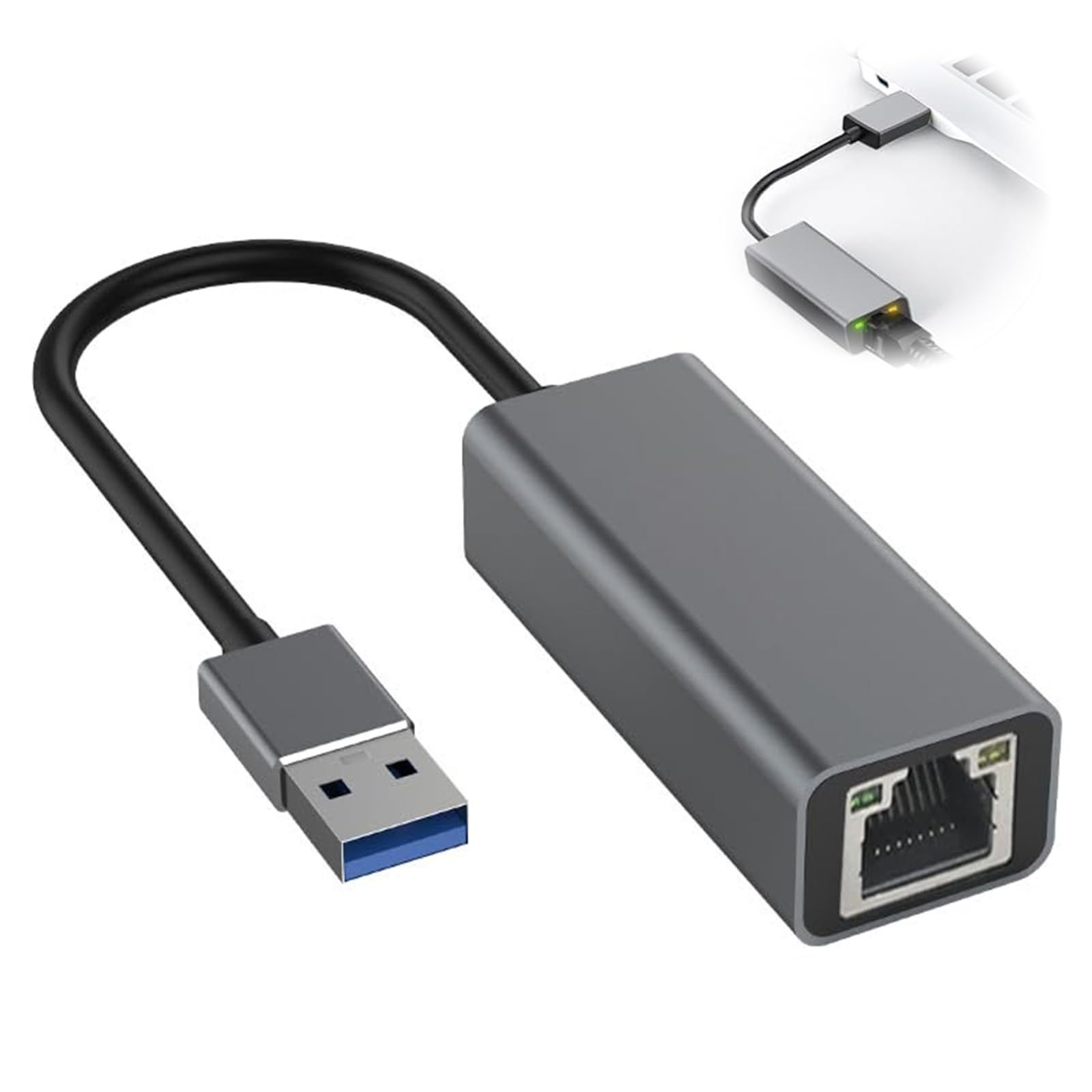 USB to Ethernet Adapter, USB 3.0 to Gigabit RJ45 Network Adapter, 1Gbps High Speed Thunderbolt 3/4 Compatible, Plug and Play for MacBook, Surface Pro, Nintendo Switch, Laptop, PC, Windows, Mac, Linux