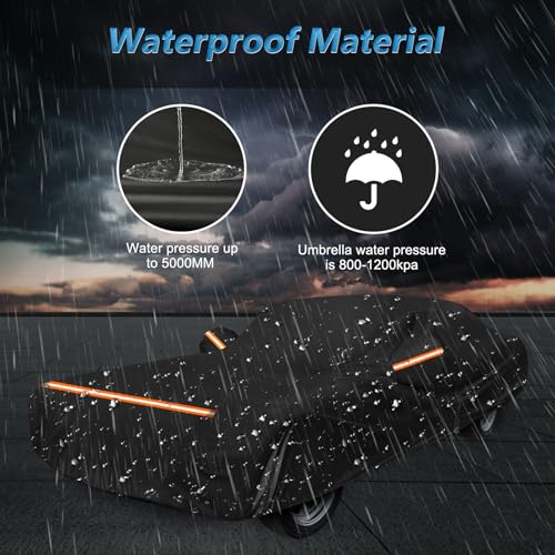 Image of Car Cover for Mercury Cougar 1967-1973,1980-1997 | Waterproof 210D Oxford Cloth and Cotton Cover Outdoor Car Cover with Zipper Windproof Heavy Duty All Weather
