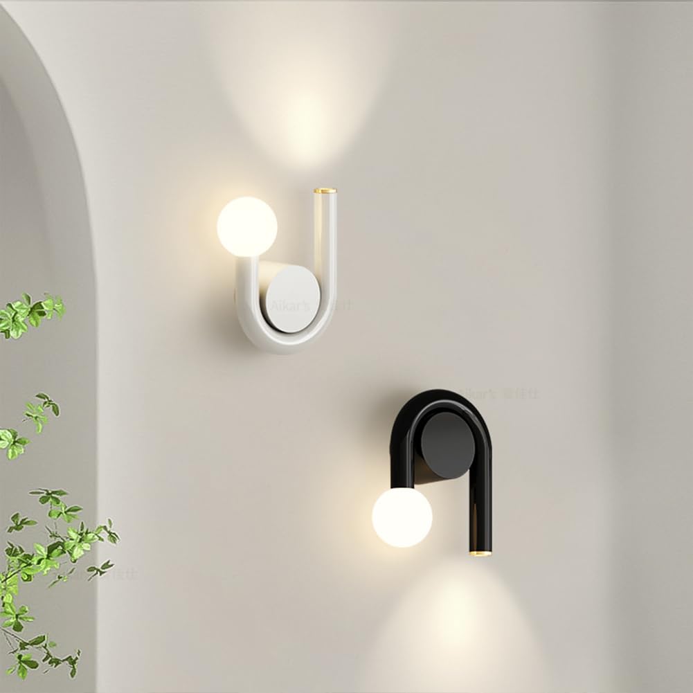 Lampada da Parete for Interni Dimmerabile 12W Luce Calda/Naturale/Bianca Moderna Decorativa in Metallo for Soggiorno Camera Letto Corridoio Scale Hall, Bianca(A)