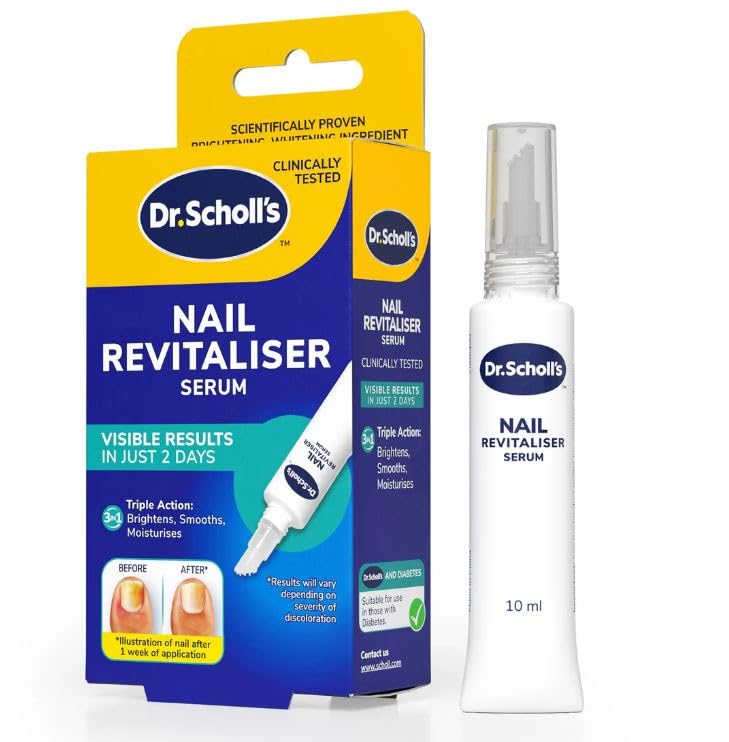 Dr. Scholl's Rivitalizzatore unghie da 10 ml, risultati visibili in soli 2 giorni: schiarente, levigante, idratante, migliora l'aspetto delle unghie e delle unghie dei piedi danneggiate dal fungo