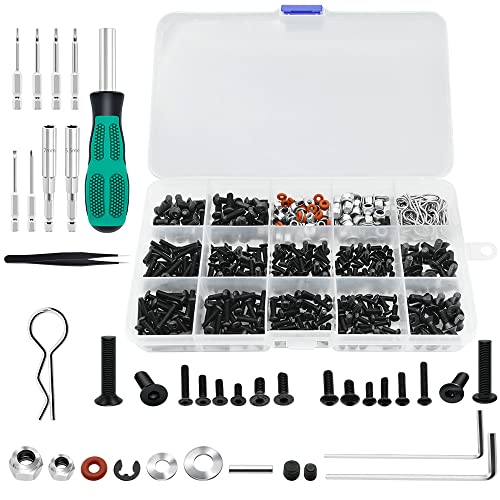 GLOBACT 531PCS RC Screw Kit RC Repair Tool Kit and RC Screwdrivers RC Hex Nut Socket for Axial...