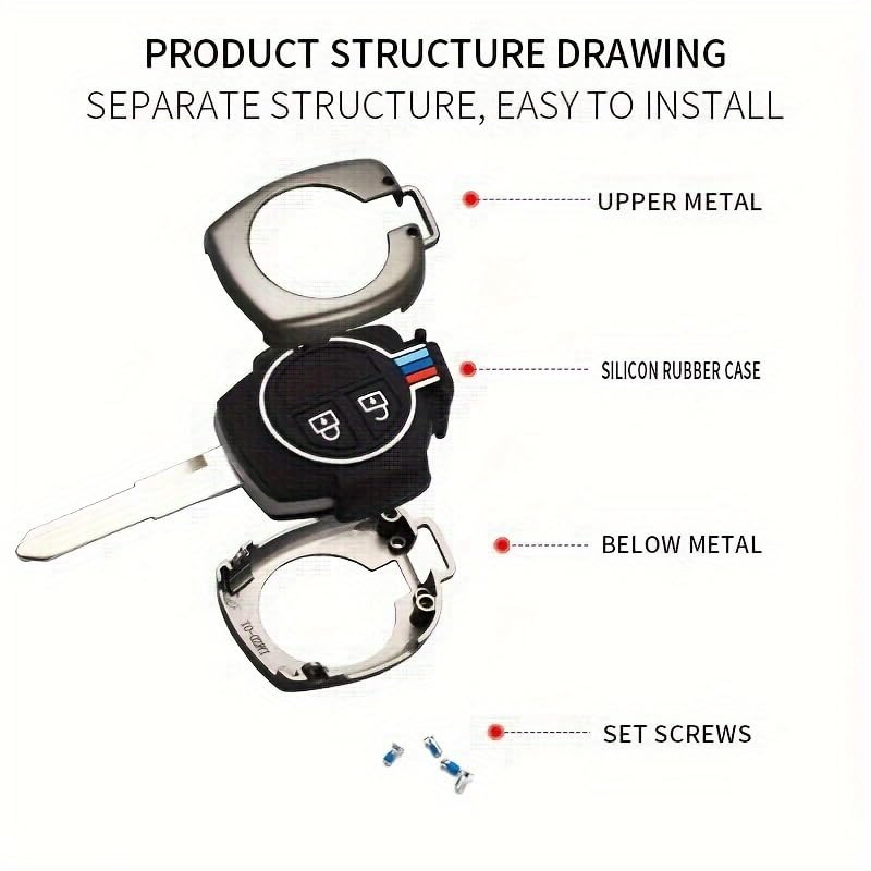 Image of Metal Key Cover Compitable for Suzuki Swift | Ertiga | Wagonr | Celerio | Swift Dzire | Alto | Fronx | Breza | S Presso | Ignis 2 Button Remote Key (Black)