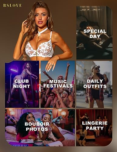 RSLOVE Women's Lingerie Sets with Garter Belt 3 Piece Sexy Lace High Waist Bra and Panty Set Push Up Exotic Sleepwear4