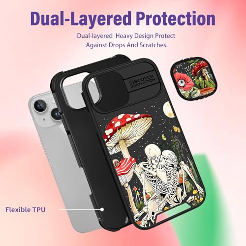 Image of Funermei (2in1 for iPhone 14 Plus Phone Case for Women Cute Girls Skull Cover Skeleton Goth Fun Funny Spooky Horror Gothic Scary Design with Camera Cover Funda for Apple for iPhone 14 Plus Case
