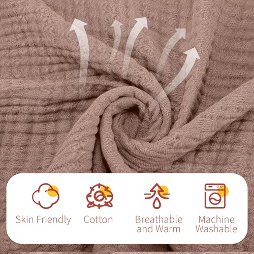 Image of VitalCozy 6 Pcs Baby Muslin Hooded Bath Towels and Washcloths, Muslin Hooded Baby Towels Absorbent Blankets for Gift Newborn Infant Shower (Brown,Burnt Orange)