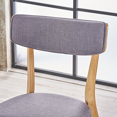 Christopher Knight Home Chazz Mid-Century Fabric Dining Chairs with Natural Oak Finished Frame, 2-Pcs Set, Dark Grey / Natural Oak Finish