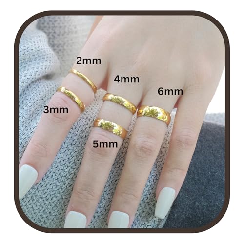 18K Gold PVD Coating Rings for Women, Band Ring, Wedding Ring, 1mm, 1.5mm, 2mm, 3mm, 4mm, 5mm, 6mm Band, Pinky Ring, Wedding Ring4