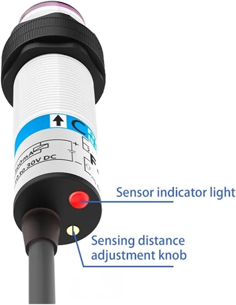 Photoelectric Sensor Infrared Diffuse Reflection Sensing Distance 10cm E3F Series 10-30VDC NPN PNP Optical Switch(10CM DC 3-wireNPN NC)