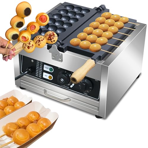 110V 1500WCommercial Electric Bubble Skewer Waffle Ball Machine 6-Grid Teflon Non Stick Pan...