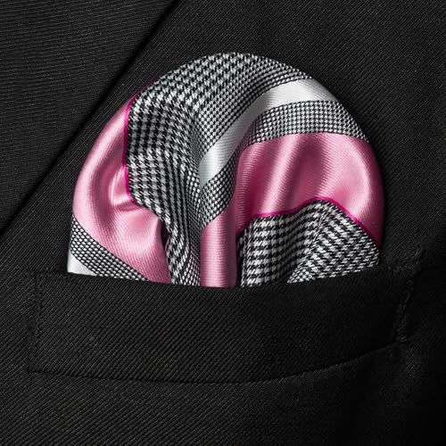 Image of JEMYGINS Mens Striped Tie and Lapel Pin Necktie Pocket Square and Tie Clip Sets for Business Casual 4PCS