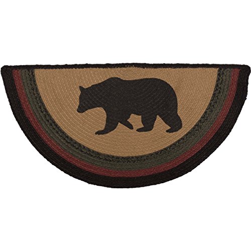 VHC Brands 38073 Rustic & Lodge Flooring-Wyatt Tan Bear Half Circle Jute Rug