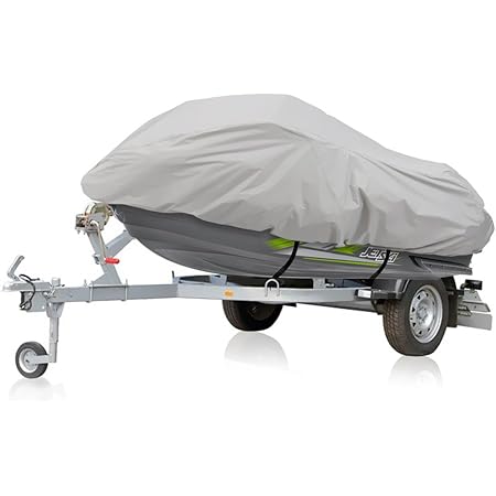 Waterproof Heavy Duty Jet ski Cover - 139’’ - 145’’ Inch Resistant Watercraft Storage Cover with Adjustable Strap & Elastic Cord for Tight Custom Fit - Marine Grade Protection - Pyle PCVJS14