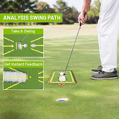 Premium Golf Mat For Swing Detection | Advanced Golf Training & Hitting Aid For Indoor/Outdoor Use | Path Feedback & Batting Practice | Golf Impact Mat For Enhanced Skills #TOP4