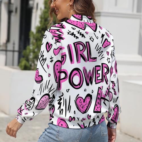 Girls Power Leopard Print Love Heart Fashion Jackets for Women Coat Sweatshirt Windbreaker Bomber Jacket Top3