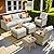 ovios 8 Piece Patio Sectional Furniture with Swivel Rocking Chairs, Rattan Wicker Coversation Set with Glowing Coffee Table, Outdoor Sofa Set for Outside Porch Balcony Backyard Pool, Light Grey