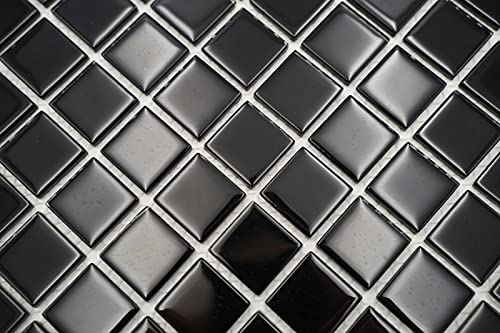 MOS60-0304 - Azulejos de mosaico de cristal traslúcido, color negro