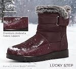 LUCKY STEP Hiver des femmes Snow Bottes Bottes antidérapantes à l'eau Chaussure chaude en fourrure doublée de chaussures de plein air confortables
