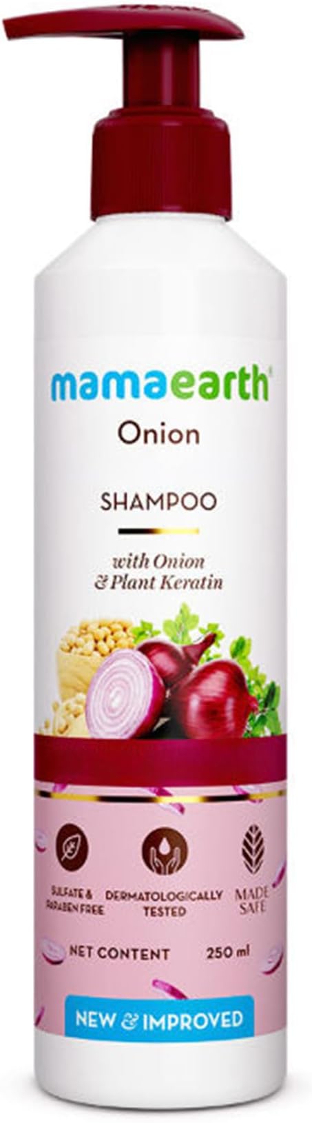 Onion Shampoo for Hair Fall & Loss Control | Reduces Breakage & Enhances Hair Growth | Moisturizing Gentle Scalp Cleanser with Plant Keratin | Sulfate & Paraben Free | 250ml