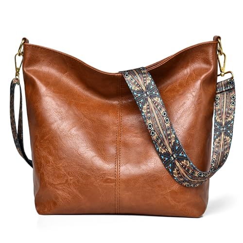 Image of Fashion Hobo Bags for Women Vegan Leather Crossbody Bag with Guitar Strap Shoulder Purses and Handbags