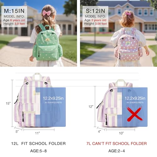 Image of STEAMEDBUN Corduroy Toddler Backpack for Girls 2-4: Kids backpack for Boys Girls - 12 inch Preschool Kindergarten Backpacks - Stripe
