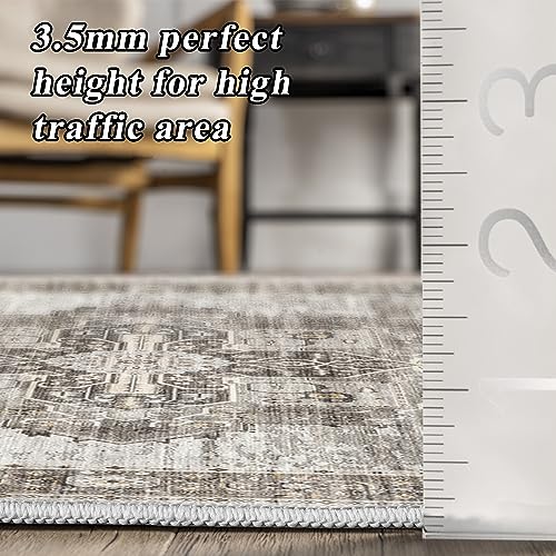 RUUGME Living Room Rugs 10x12 - Soft Area Rugs for Living Room Stain Resistant Carpet Vintage Lightweight Rug for Bedroom with Non Slip Backing Indoor Ultra-Thin Rugs Home Decor 10x12 Grey