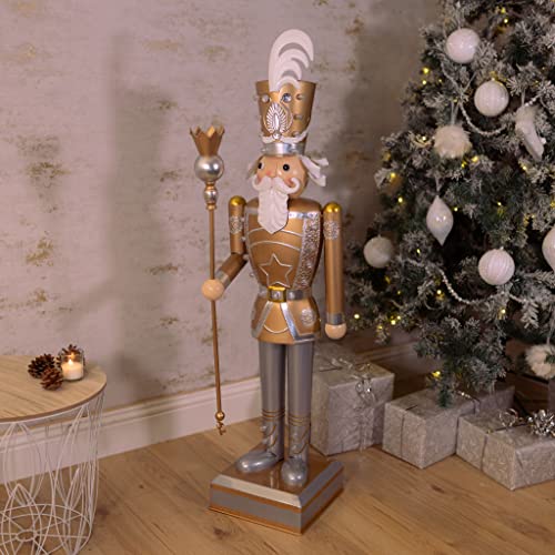 Marco Paul Riesen-Nussknacker, 119 cm, Weihnachts-Metall beleuchtet...
